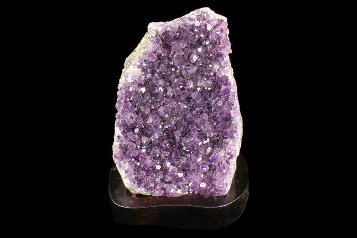 Sparkly Purple Amethyst Cluster On Wood Base #85924